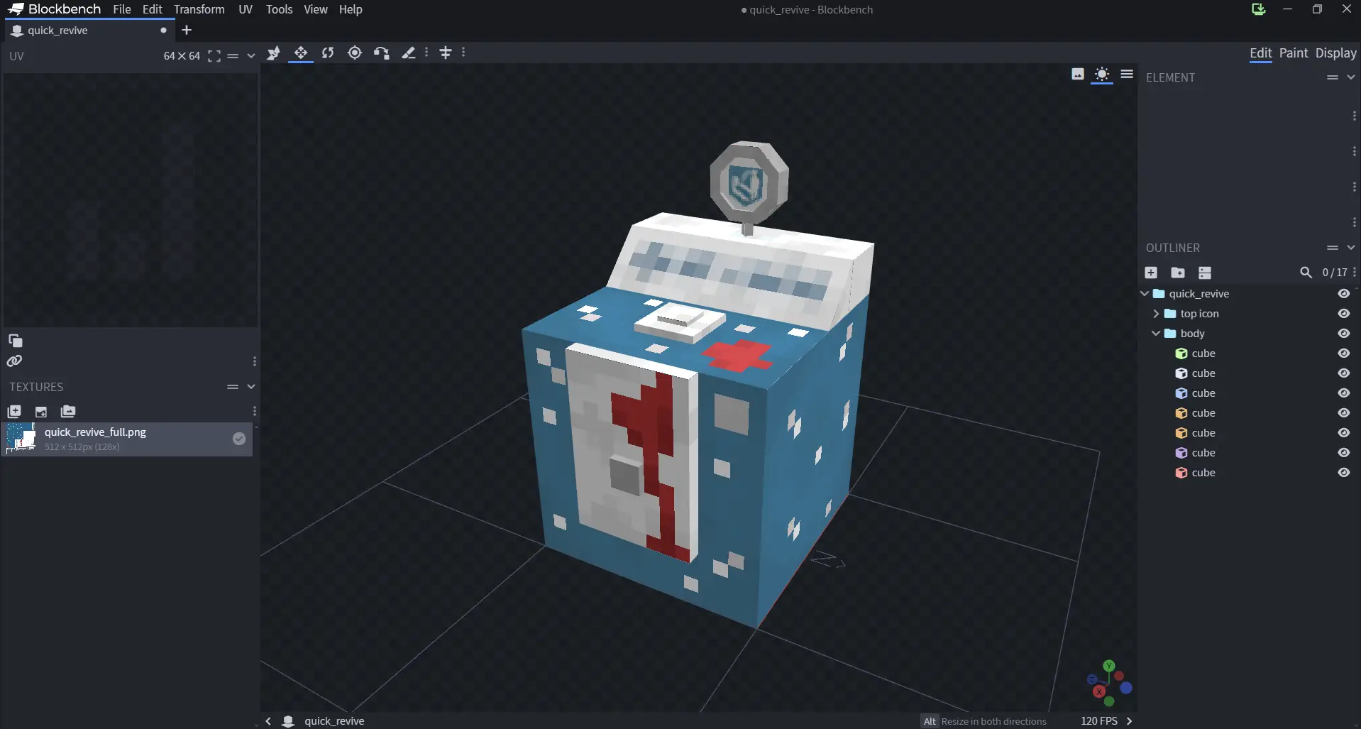 capture blockbench de quick revive de Nuketown Zombies Minecraft
