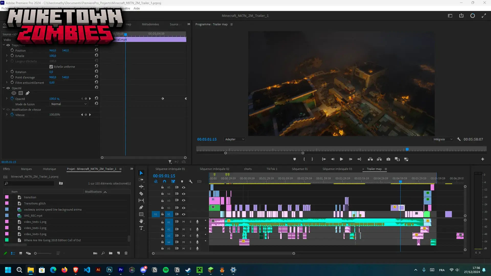 Capture d'écran du montage de Nuketown Zombies Minecraft