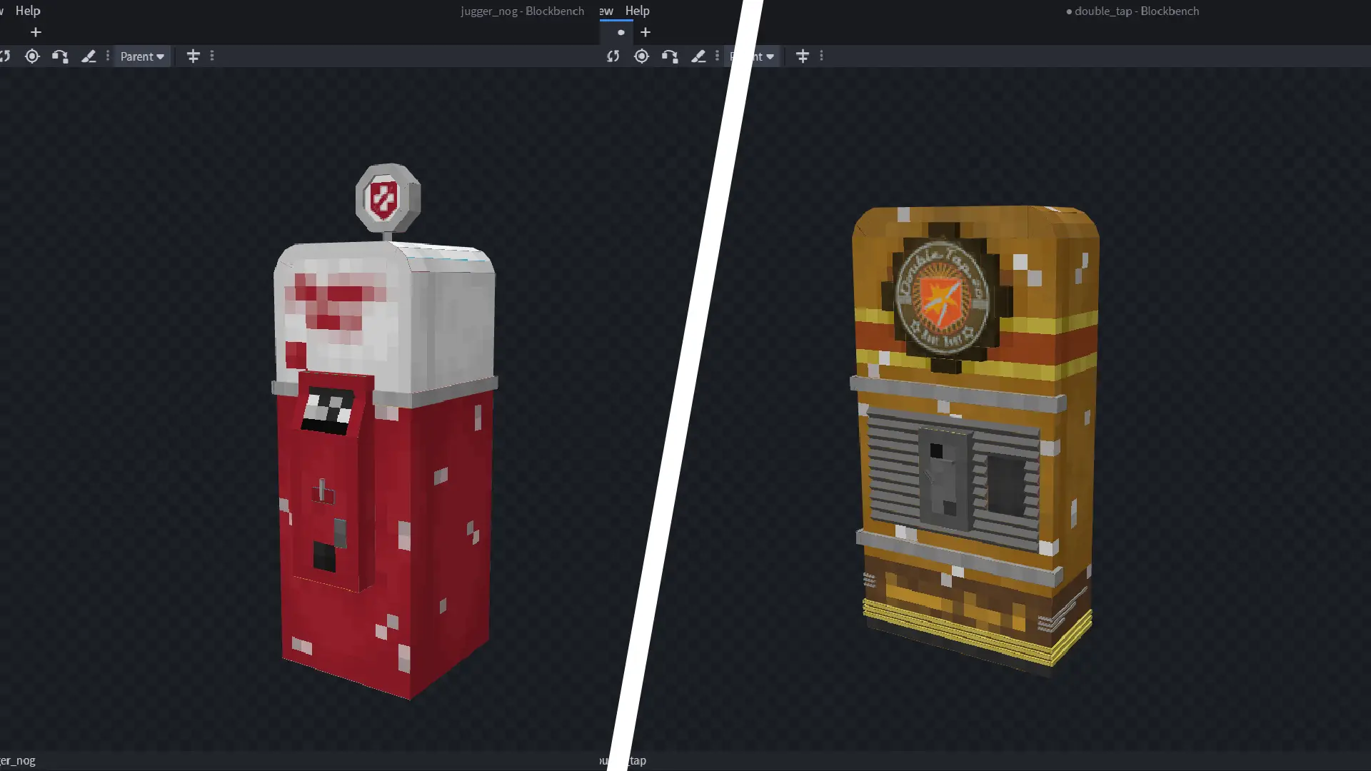 capture blockbench de juggernog et double tap de minecraft nuketown zombies map
