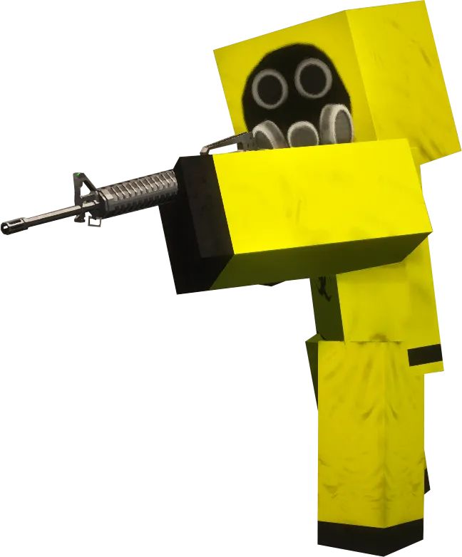personnage hazmat avec m16a4 gauche