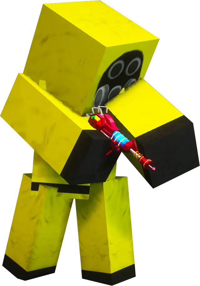 personnage hazmat avec pistolet laser de minecraft nuketown zombies