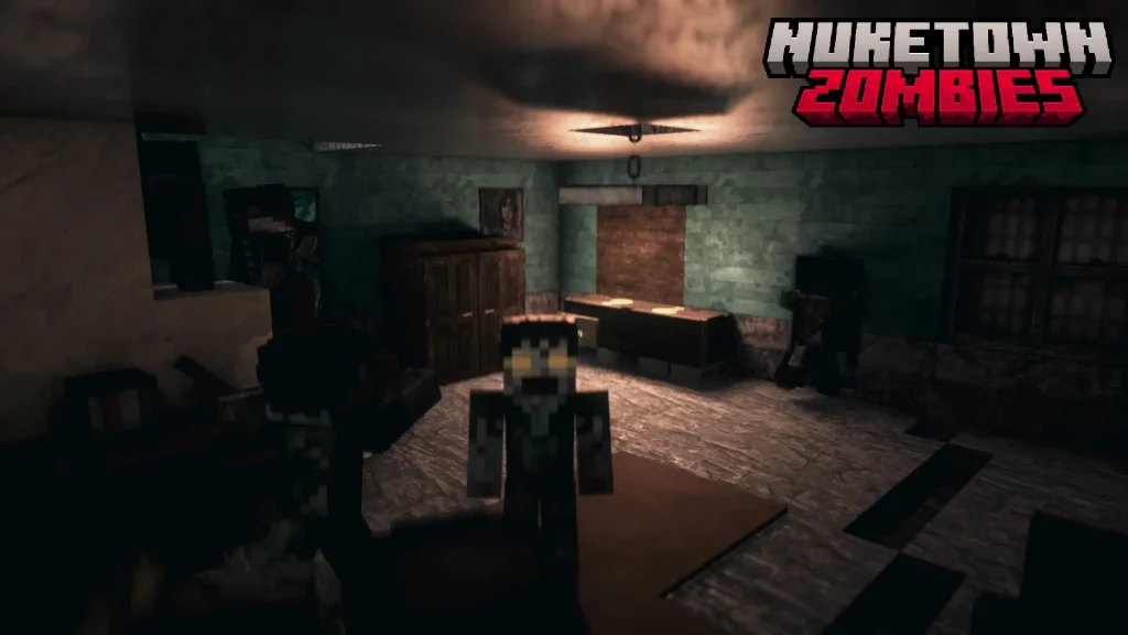 Miniature avec zombies et boite mystère de minecraft nuketown zombies map