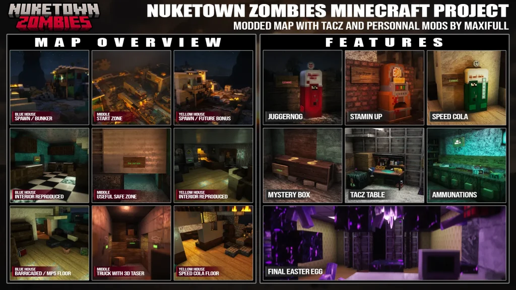 Nuketown Zombies Minecraft project overview à la manière de call of duty