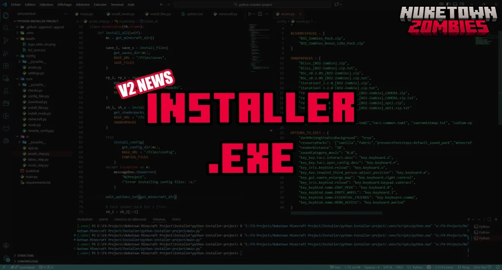Installer automatique en développement Nuketown Zombies Minecraft