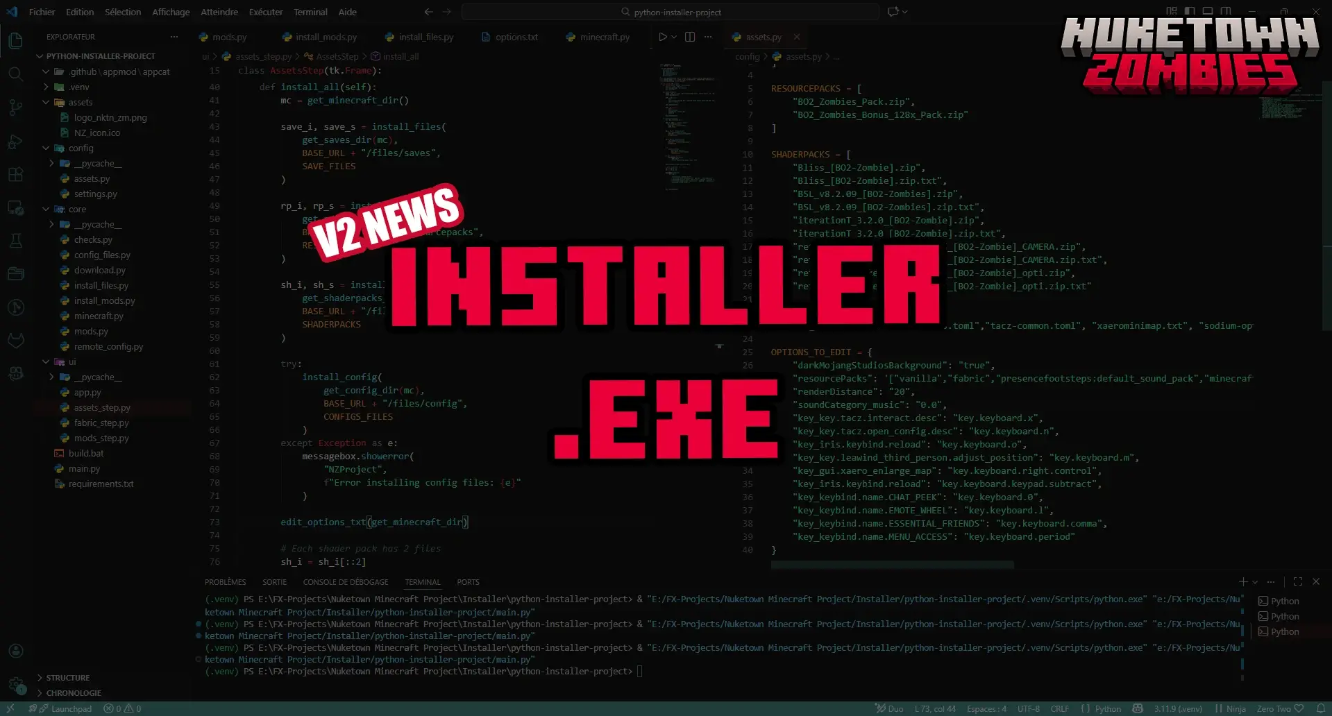 Installer automatique en développement Nuketown Zombies Minecraft